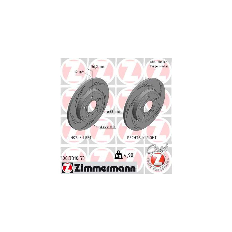 Jeu de 2 disques de frein ZIMMERMANN