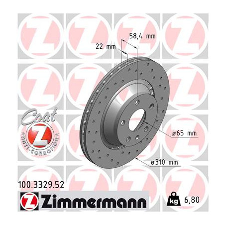 Jeu de 2 disques de frein ZIMMERMANN