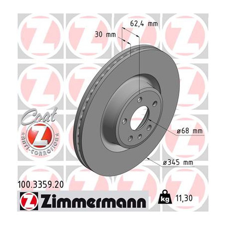 Jeu de 2 disques de frein ZIMMERMANN