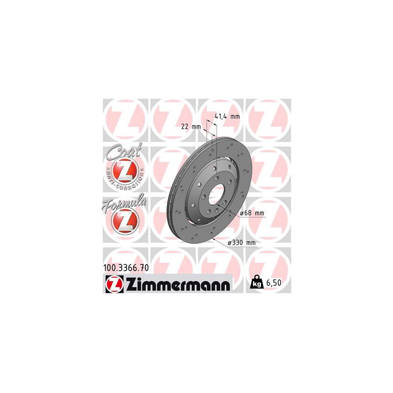 Jeu de 2 disques de frein ZIMMERMANN