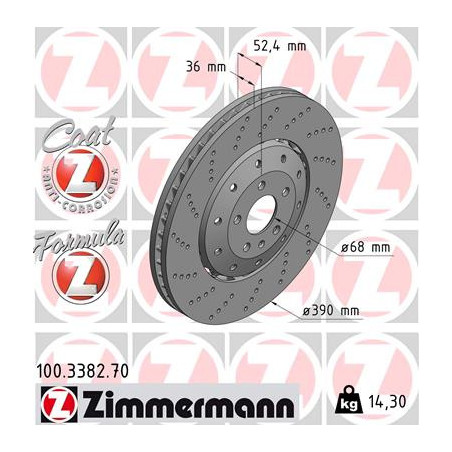 Jeu de 2 disques de frein ZIMMERMANN