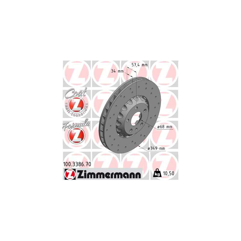 Jeu de 2 disques de frein ZIMMERMANN