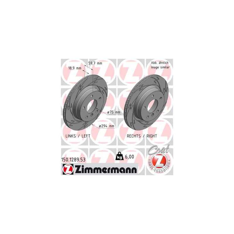 Jeu de 2 disques de frein ZIMMERMANN