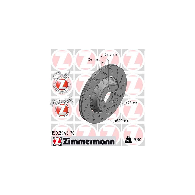 Jeu de 2 disques de frein ZIMMERMANN