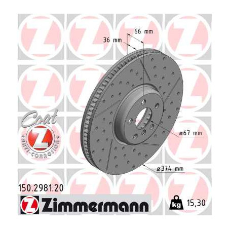 Jeu de 2 disques de frein ZIMMERMANN