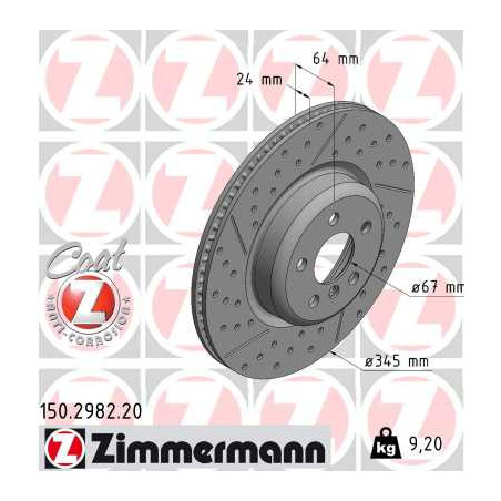 Jeu de 2 disques de frein ZIMMERMANN