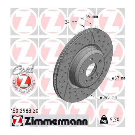 Jeu de 2 disques de frein ZIMMERMANN