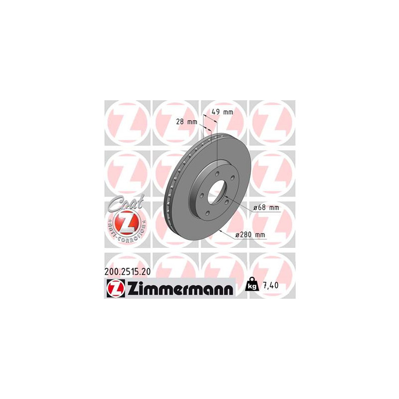 Jeu de 2 disques de frein ZIMMERMANN