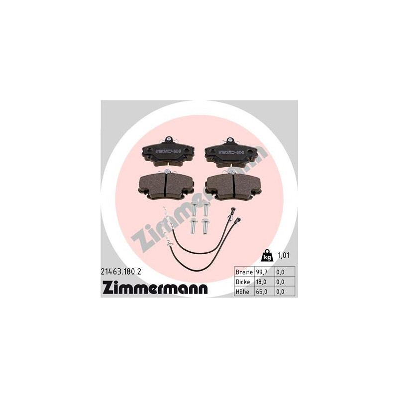 Jeu de quatre plaquettes de frein à disque ZIMMERMANN