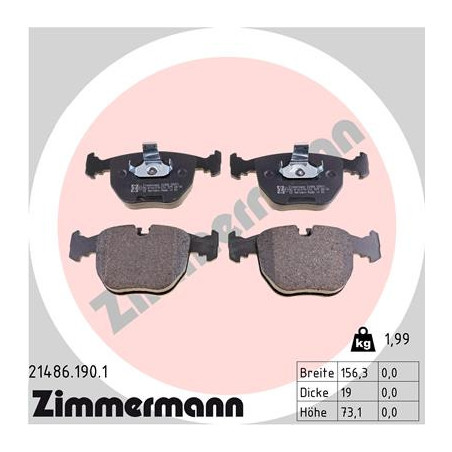 Jeu de quatre plaquettes de frein à disque ZIMMERMANN