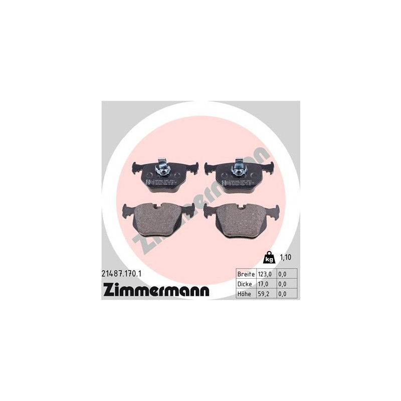 Jeu de quatre plaquettes de frein à disque ZIMMERMANN