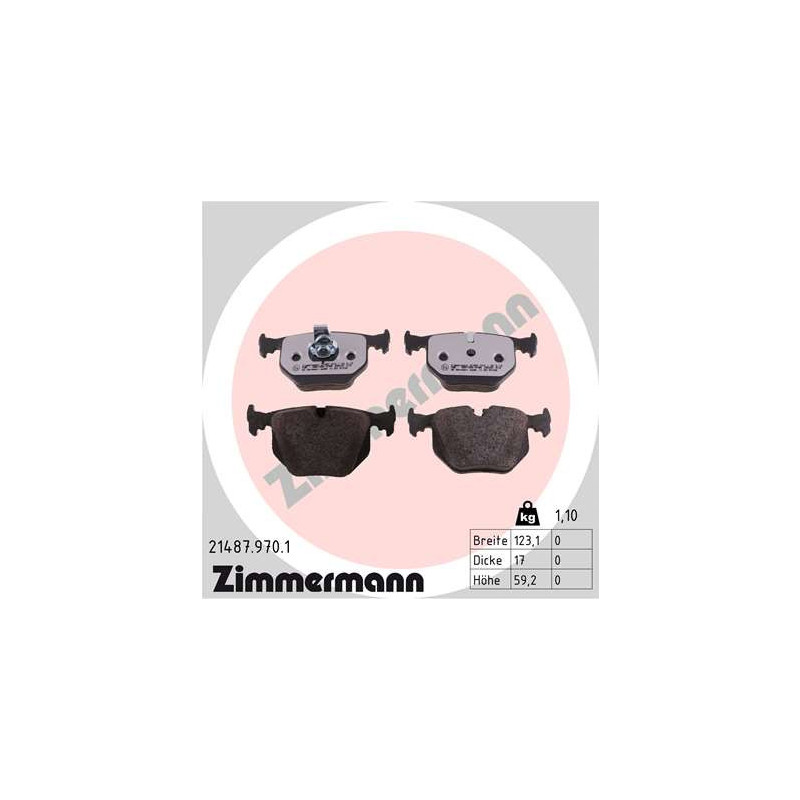 Jeu de quatre plaquettes de frein à disque ZIMMERMANN
