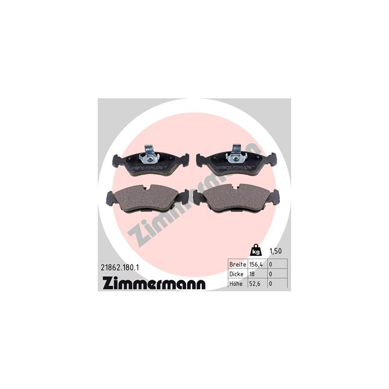 Jeu de quatre plaquettes de frein à disque ZIMMERMANN