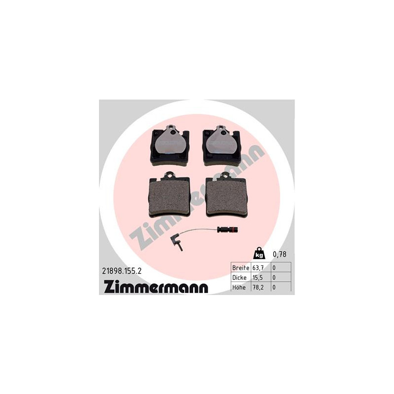 Jeu de quatre plaquettes de frein à disque ZIMMERMANN