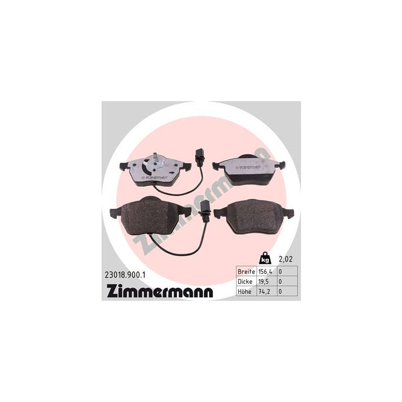 Jeu de quatre plaquettes de frein à disque ZIMMERMANN