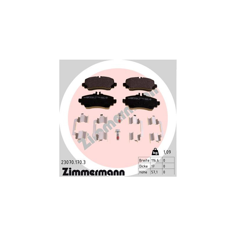 Jeu de quatre plaquettes de frein à disque ZIMMERMANN