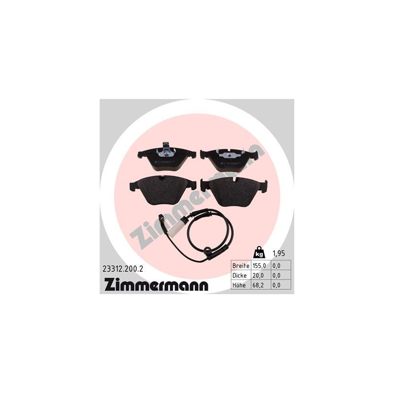 Jeu de quatre plaquettes de frein à disque ZIMMERMANN