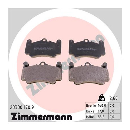 Jeu de quatre plaquettes de frein à disque ZIMMERMANN