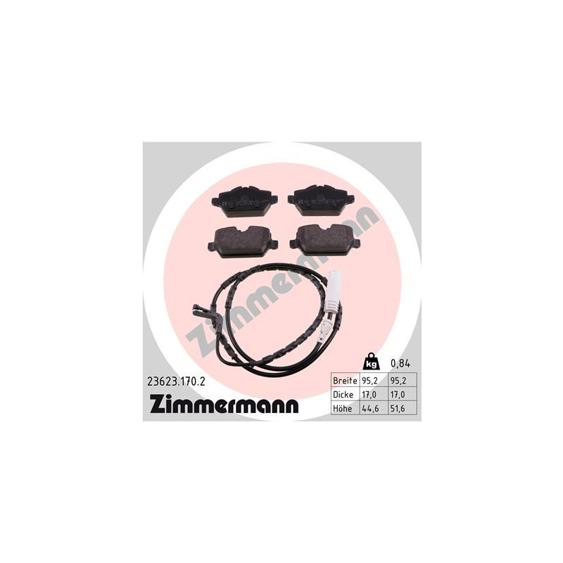 Jeu de quatre plaquettes de frein à disque ZIMMERMANN