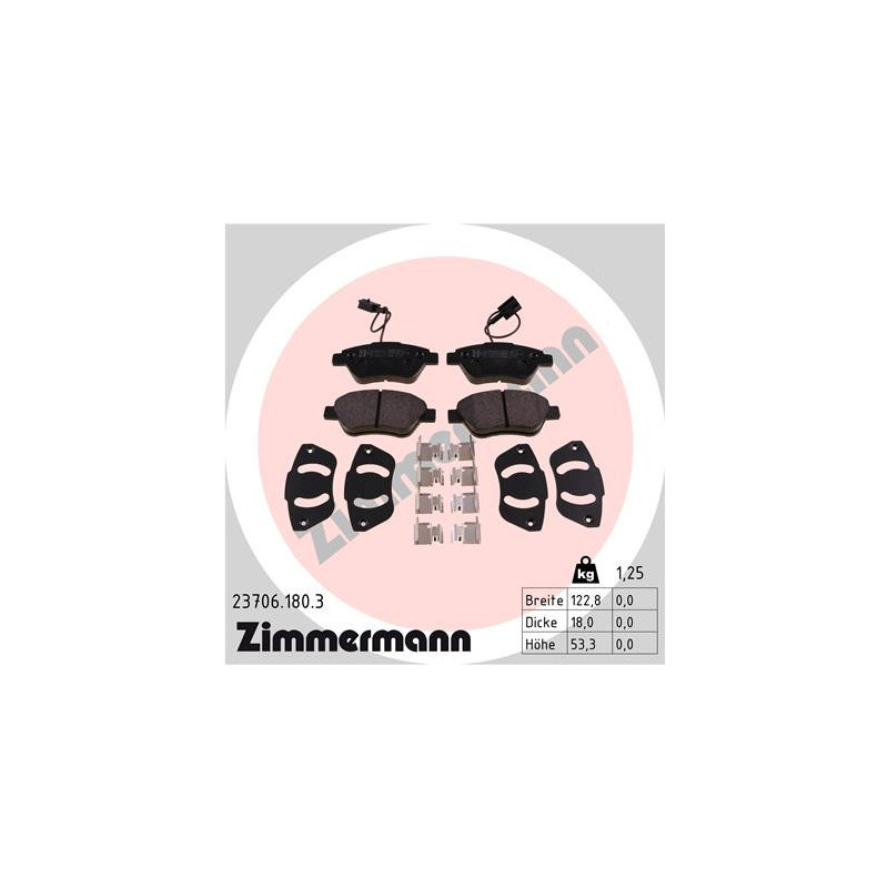 Jeu de quatre plaquettes de frein à disque ZIMMERMANN