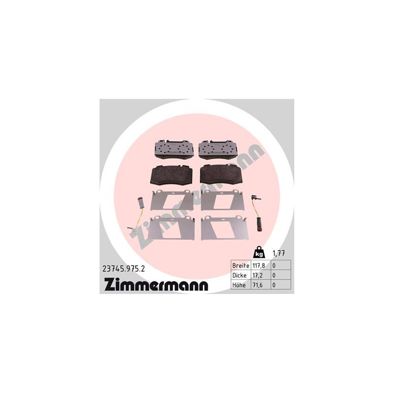 Jeu de quatre plaquettes de frein à disque ZIMMERMANN