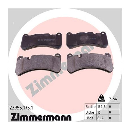 Jeu de quatre plaquettes de frein à disque ZIMMERMANN