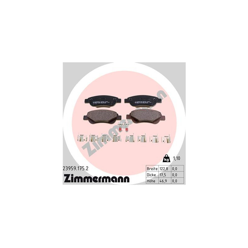 Jeu de quatre plaquettes de frein à disque ZIMMERMANN