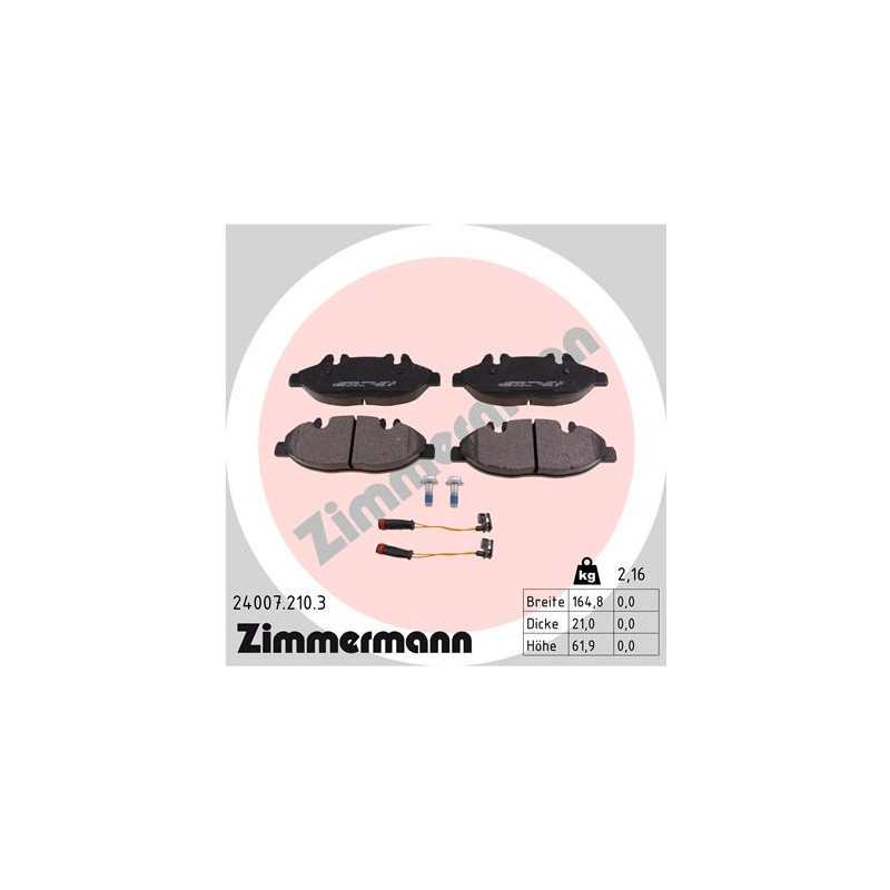 Jeu de quatre plaquettes de frein à disque ZIMMERMANN