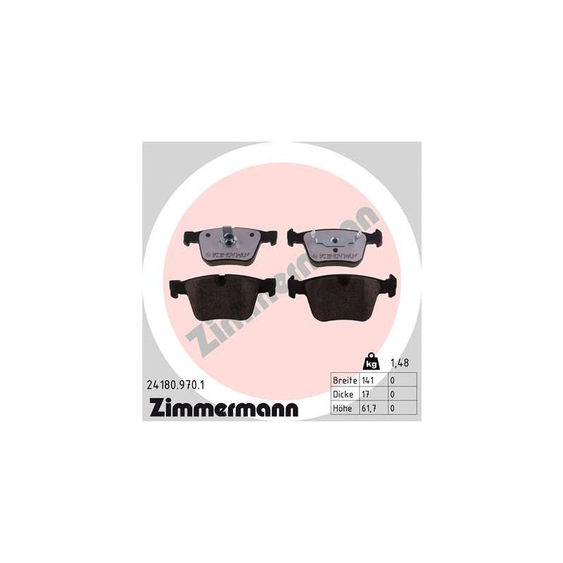 Jeu de quatre plaquettes de frein à disque ZIMMERMANN