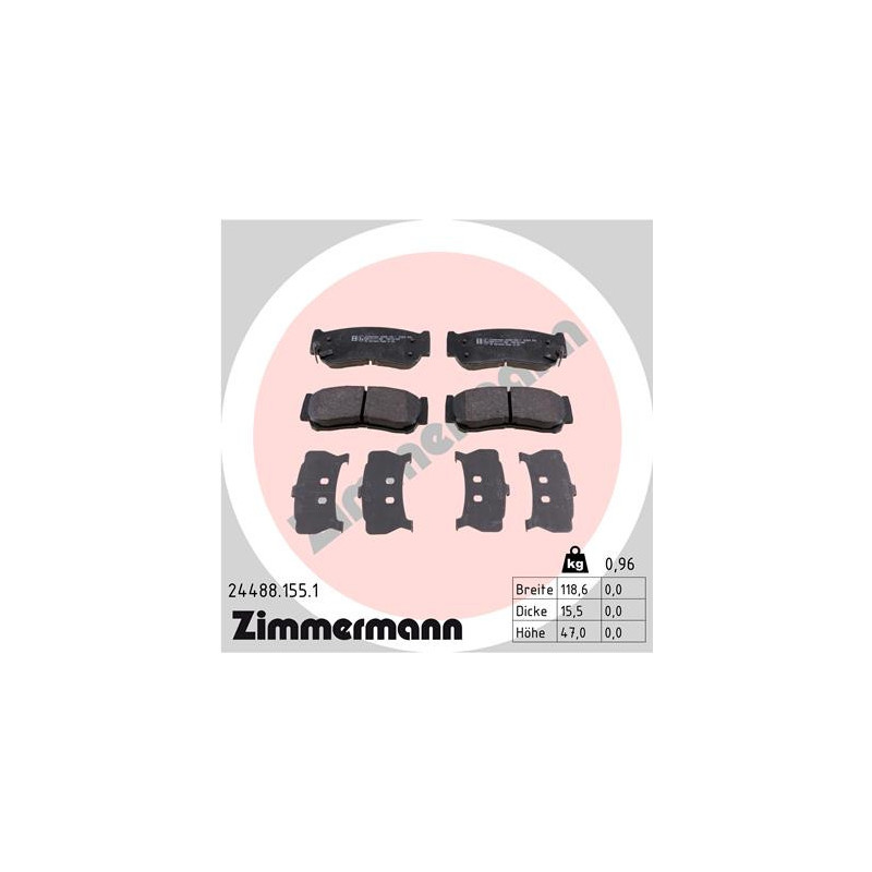 Jeu de quatre plaquettes de frein à disque ZIMMERMANN