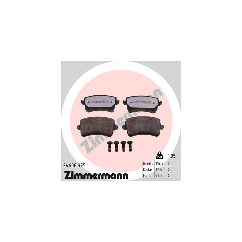 Jeu de quatre plaquettes de frein à disque ZIMMERMANN