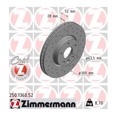 Jeu de 2 disques de frein ZIMMERMANN