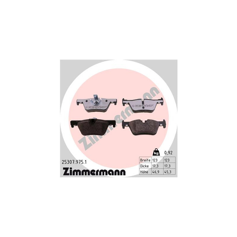 Jeu de quatre plaquettes de frein à disque ZIMMERMANN