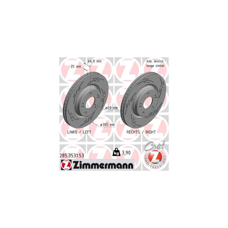 Jeu de 2 disques de frein ZIMMERMANN