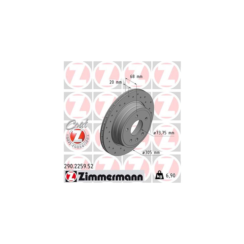 Jeu de 2 disques de frein ZIMMERMANN