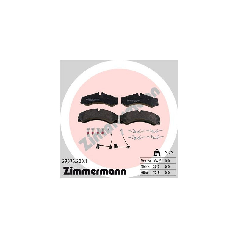 Jeu de quatre plaquettes de frein à disque ZIMMERMANN