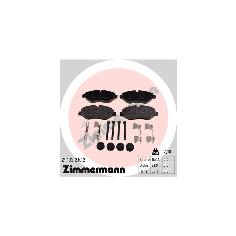 Jeu de quatre plaquettes de frein à disque ZIMMERMANN