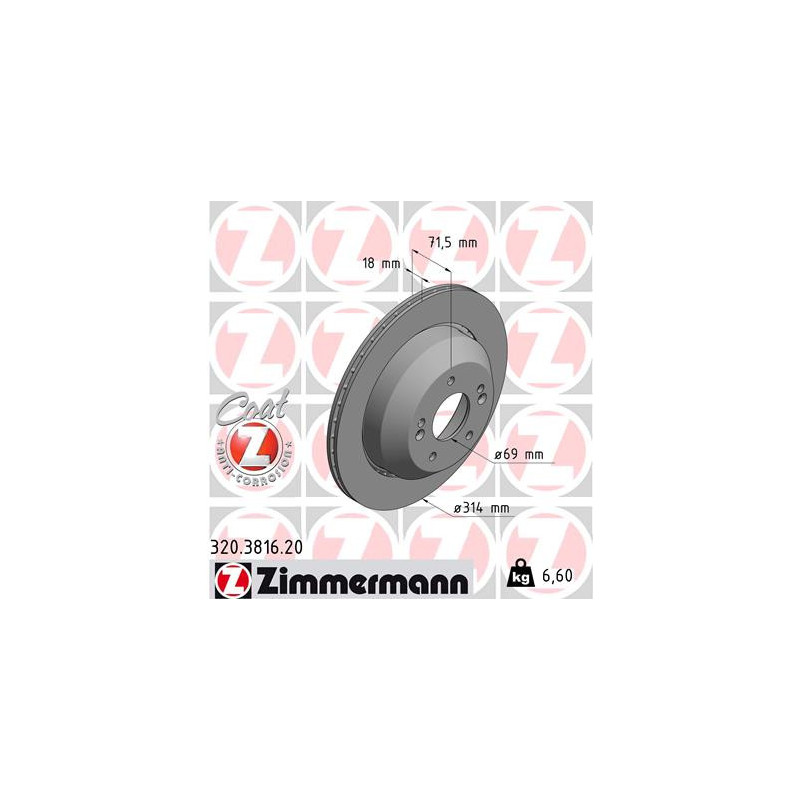 Jeu de 2 disques de frein ZIMMERMANN