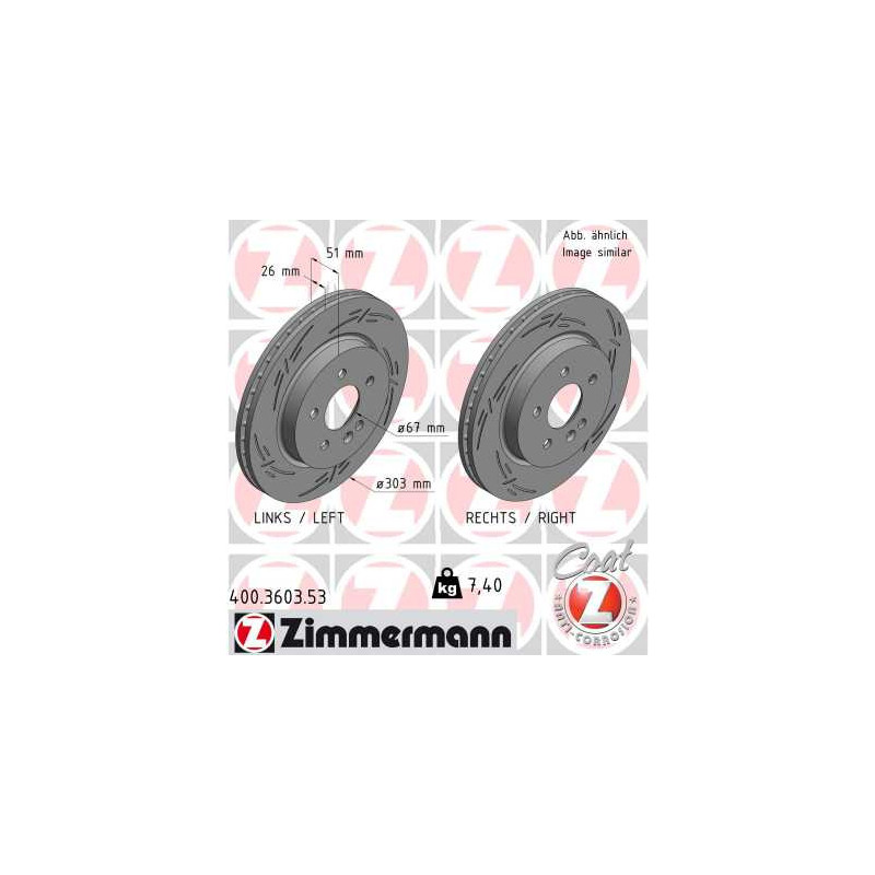 Jeu de 2 disques de frein ZIMMERMANN