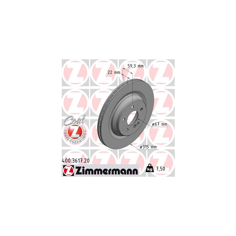 Jeu de 2 disques de frein ZIMMERMANN