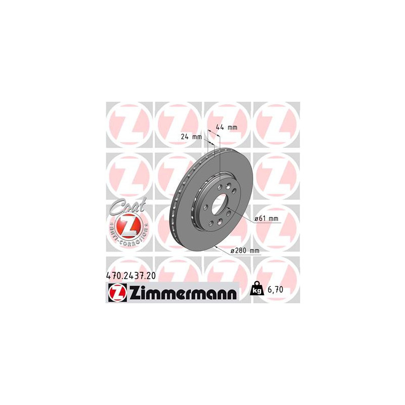 Jeu de 2 disques de frein ZIMMERMANN