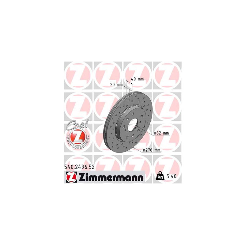 Jeu de 2 disques de frein ZIMMERMANN