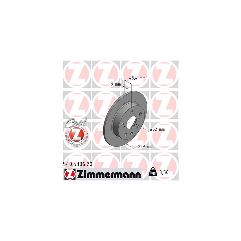 Jeu de 2 disques de frein ZIMMERMANN