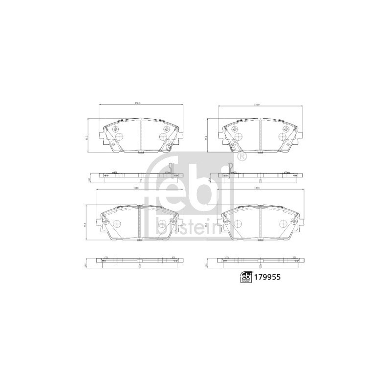Jeu de quatre plaquettes de frein à disque FEBI BILSTEIN