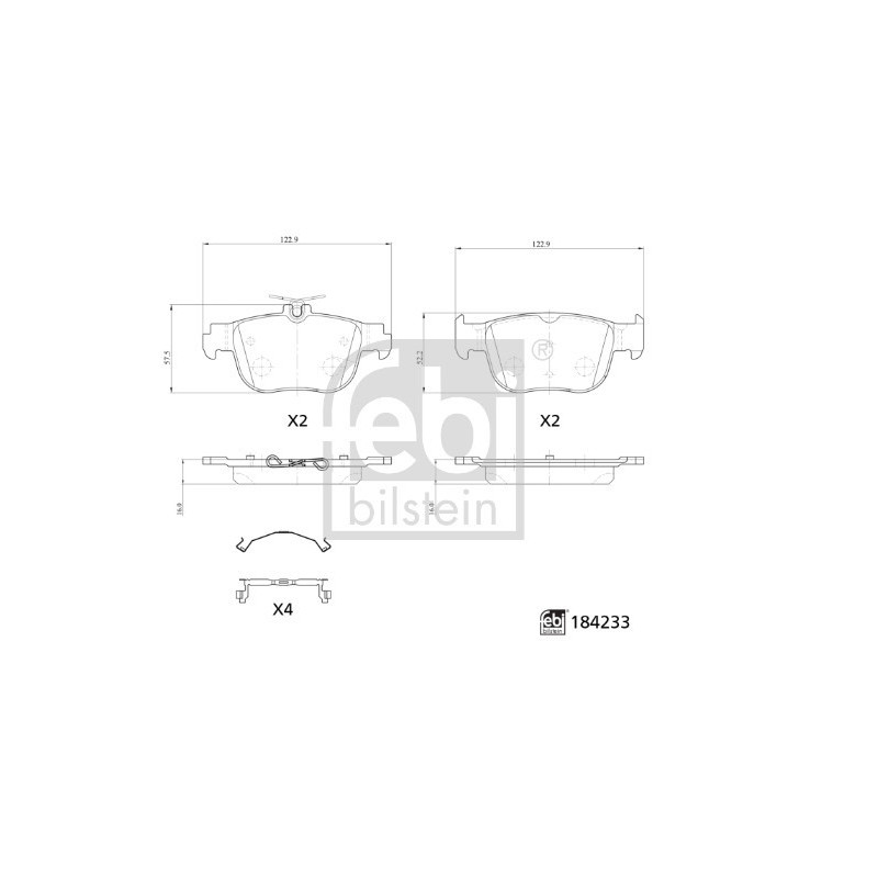Jeu de quatre plaquettes de frein à disque FEBI BILSTEIN