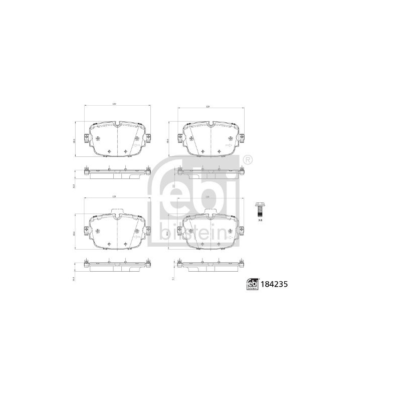 Jeu de quatre plaquettes de frein à disque FEBI BILSTEIN