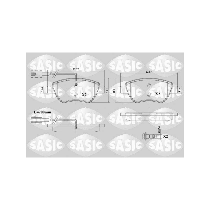 Jeu de quatre plaquettes de frein à disque SASIC