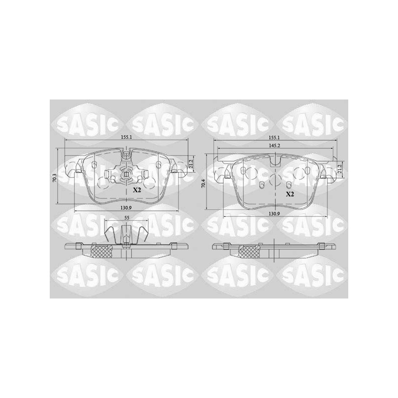 Jeu de quatre plaquettes de frein à disque SASIC