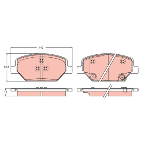 Jeu de quatre plaquettes de frein à disque TRW