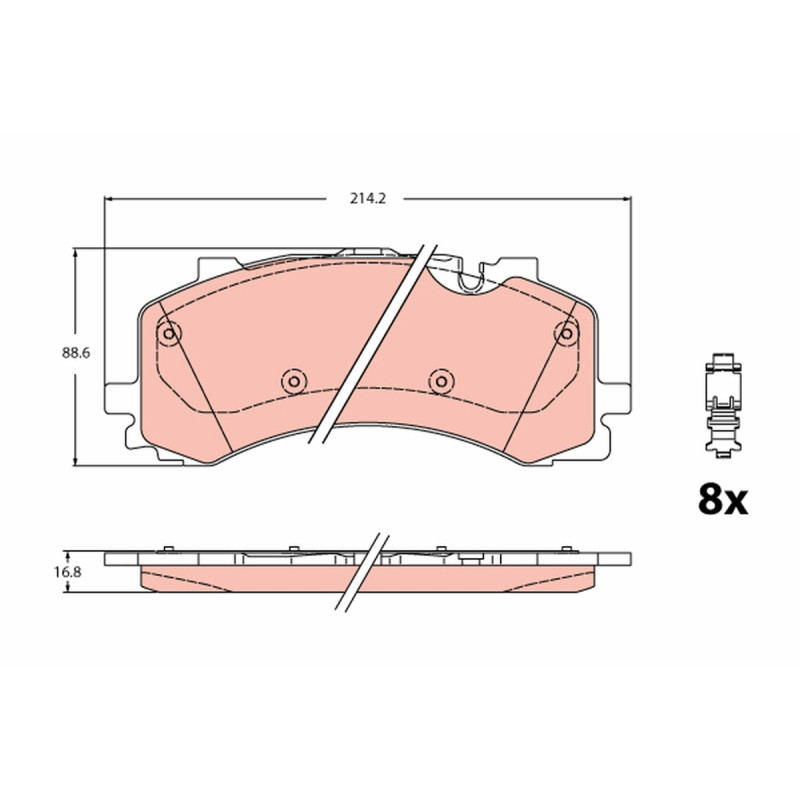 Jeu de quatre plaquettes de frein à disque TRW